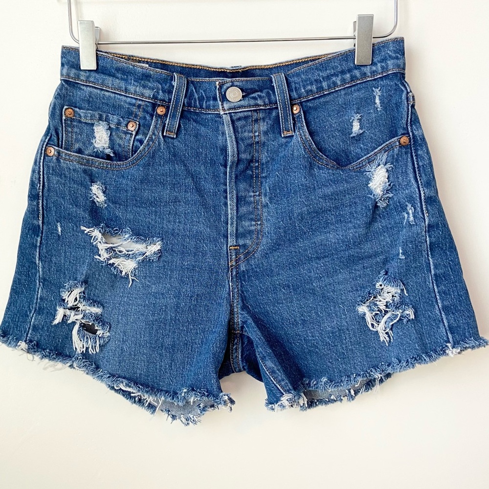 Levi’s Button Fly Premium 501 Distressed Shorts